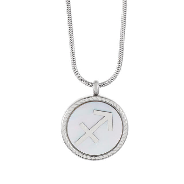 Silver color zodiac pendand stainless steel necklace