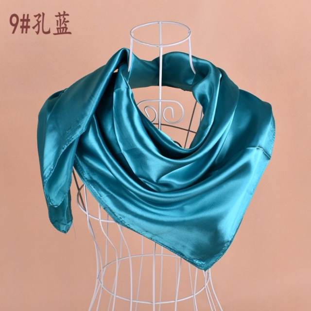 90cm plain color satin square scarf