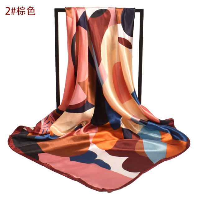 2022 summer flower pattern satin sqaure scarf
