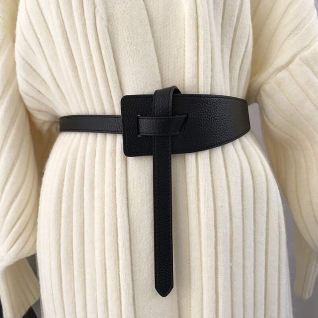 Concise PU leather obi belt