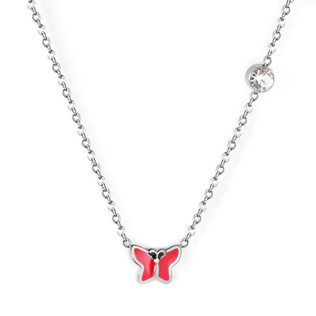 Cute tiny butterfly stainless steel choker necklace