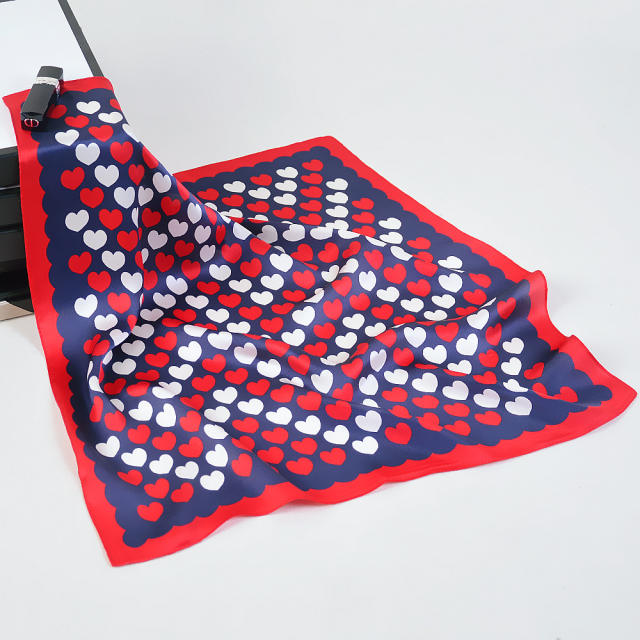 53cm silk heart cherry pattern square scarves