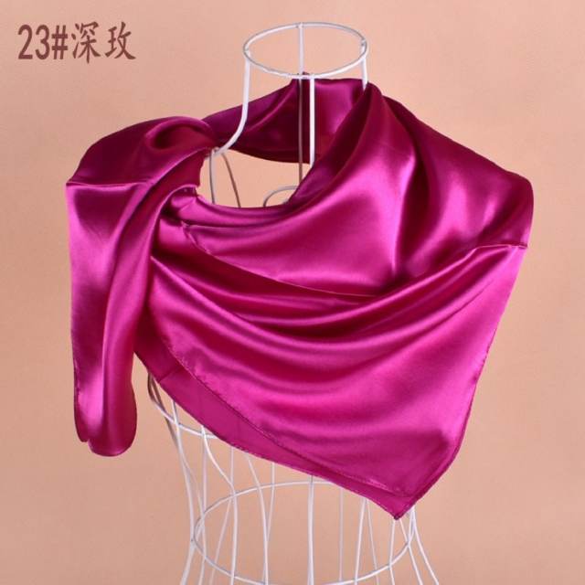 90cm plain color satin square scarf