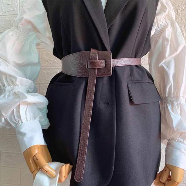 Concise PU leather obi belt