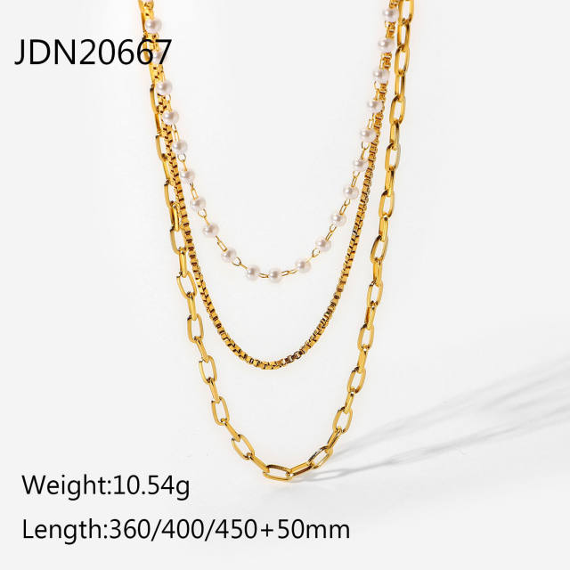 18KG stainless steel INS three layer necklace