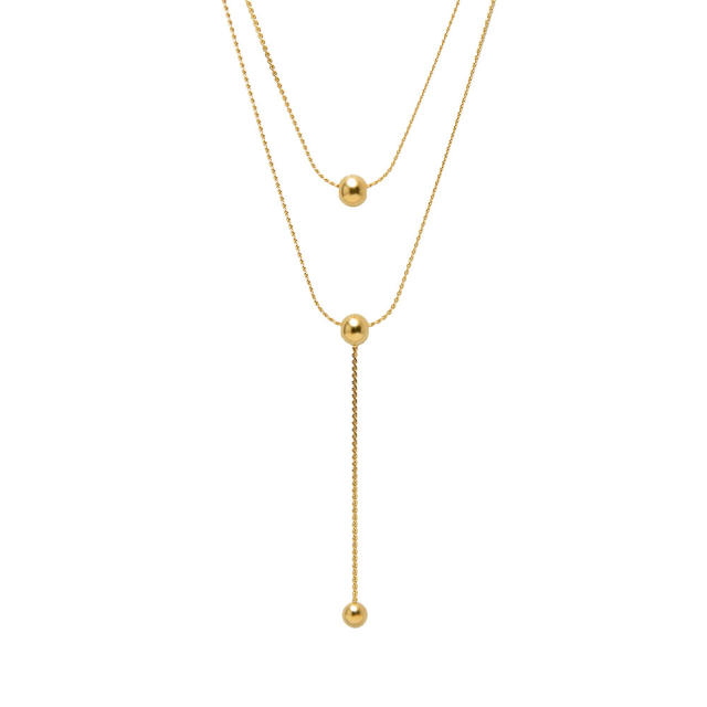 Double-layer lariat necklace