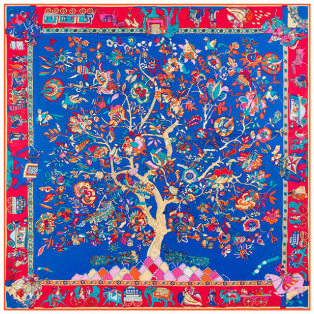 130cm satin the tree of life pattern square scarves
