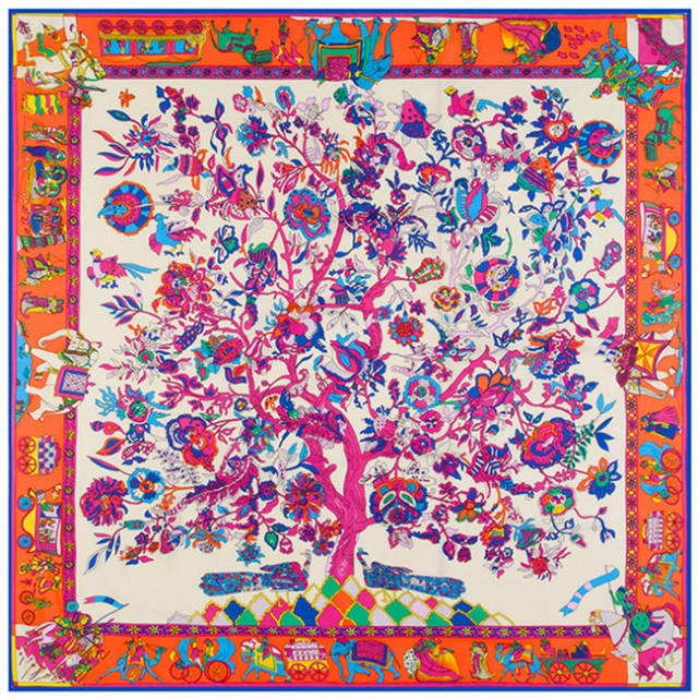 130cm satin the tree of life pattern square scarves