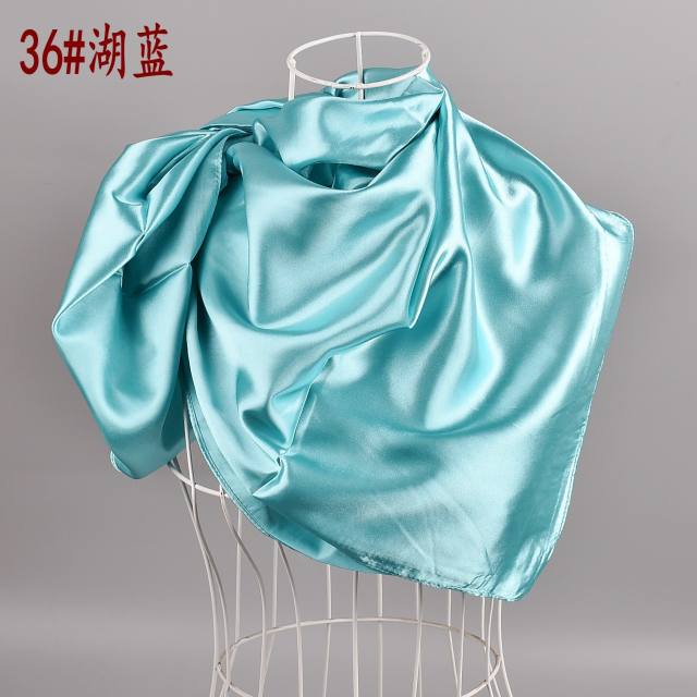 90cm plain color satin square scarf