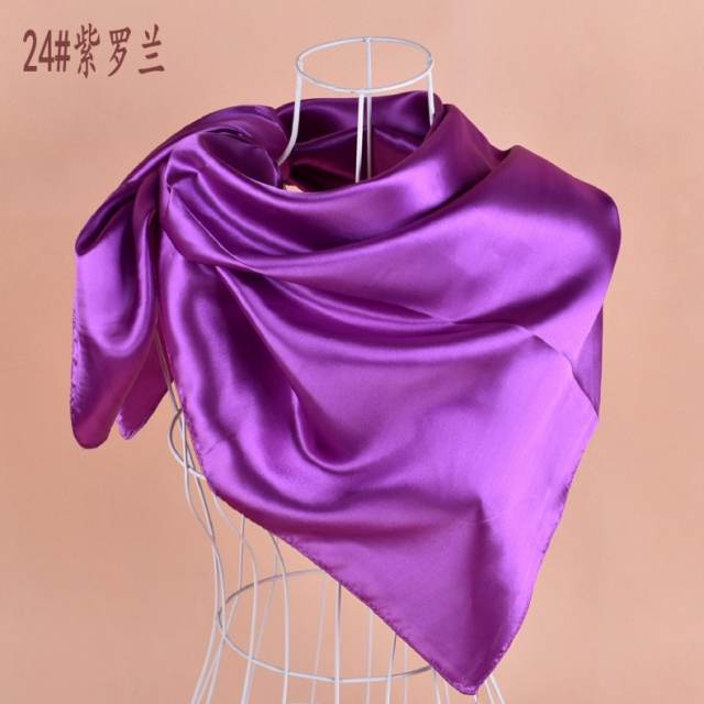 90cm plain color satin square scarf