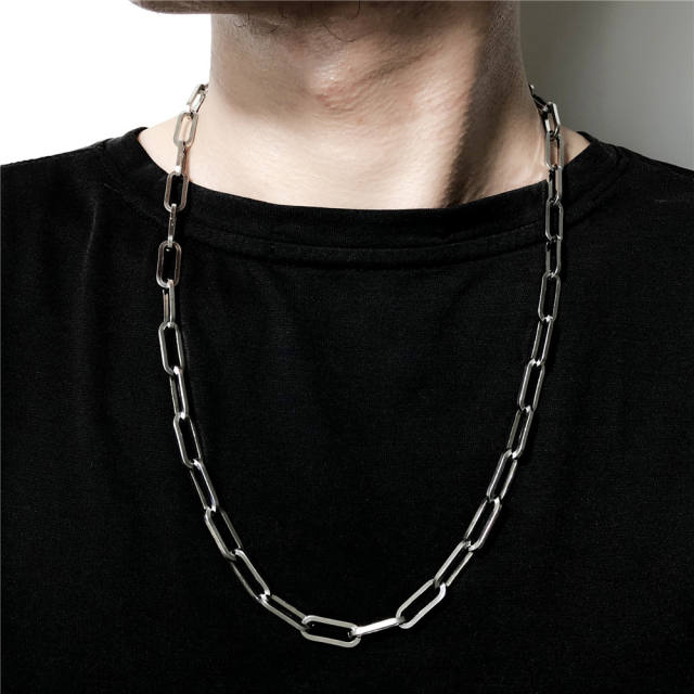 Stainless steel paperclip chain necklace for men