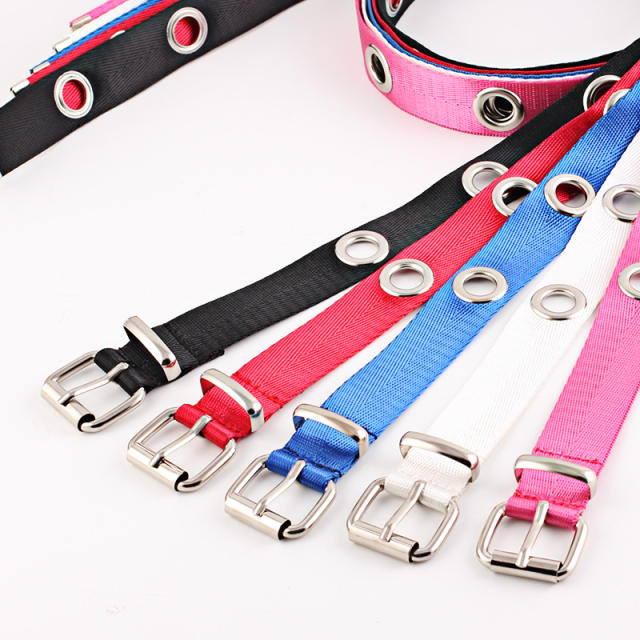 Solid color easy match canvas buckle belt for women