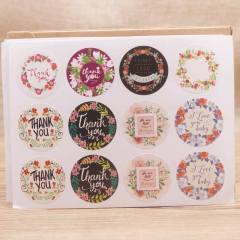 DIY handmade thank you stickers 12pcs/1paper 3cm