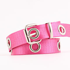 Solid color easy match canvas buckle belt for women