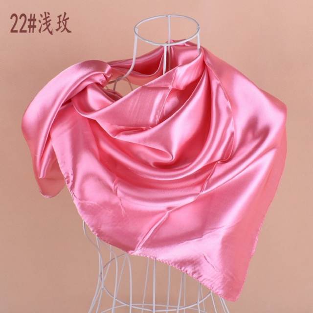 90cm plain color satin square scarf