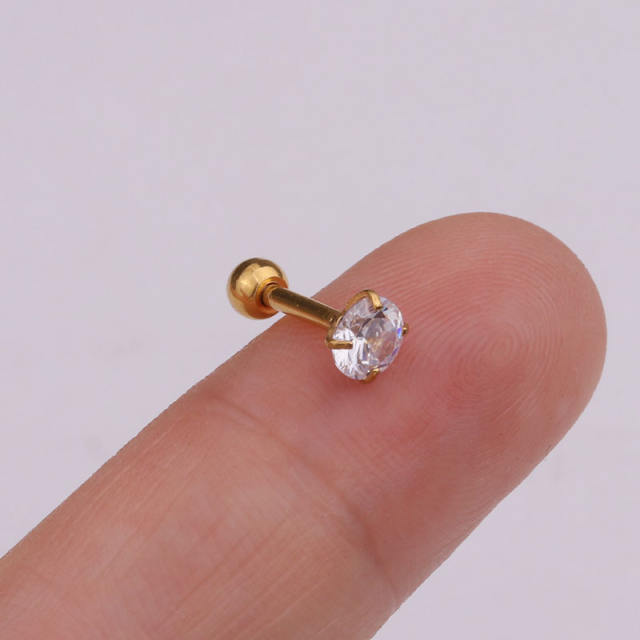 Stainless steel copper zircon studs cartilage earrings