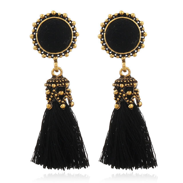 Fan thread tassel earrings