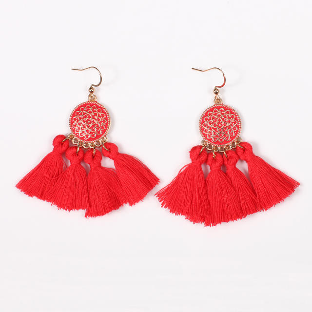 Bohemian style retro thread tassel earrings