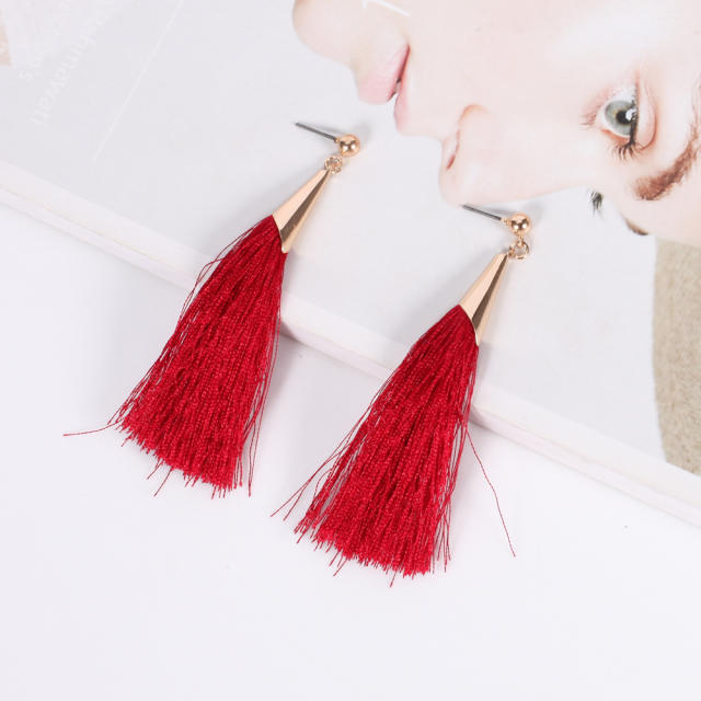 Bohemian style retro thread tassel earrings