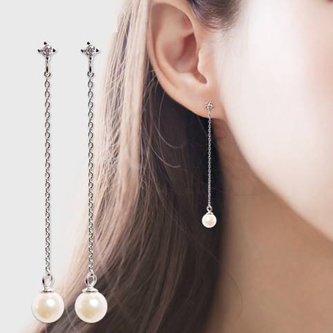 Pearl Pendant threader earrings