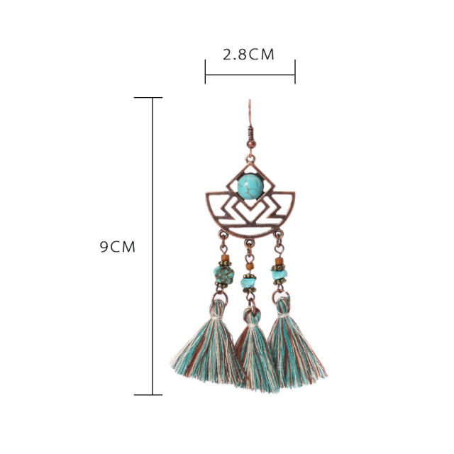 Bohemian style retro thread tassel earrings