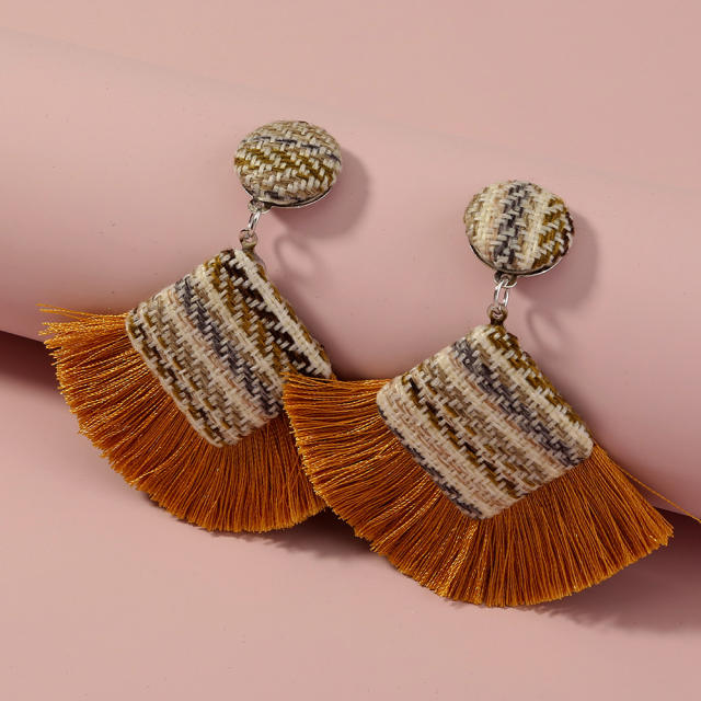 Bohemian hoop tassel earrings