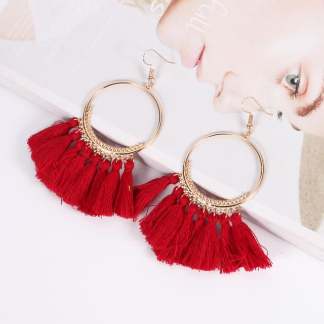 Fashion hoop tassel earrings