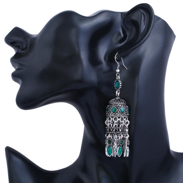 Dome chain tassel earrings