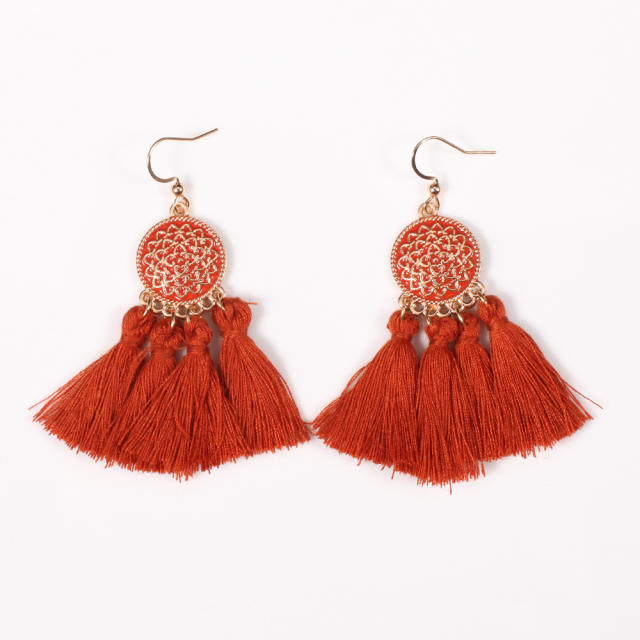 Bohemian style retro thread tassel earrings