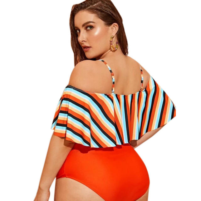 High waist two piece plus size swimwear