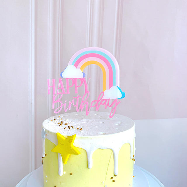Creative rainbow happy birthday cake toppers