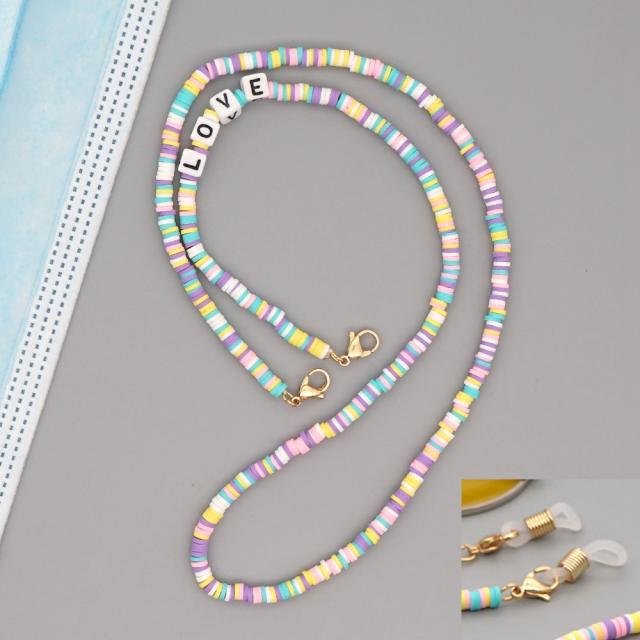 Boho heishi beads love letter mask glasses chain