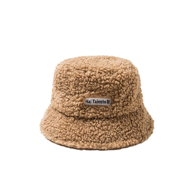 Winter solid color warm bucket hat