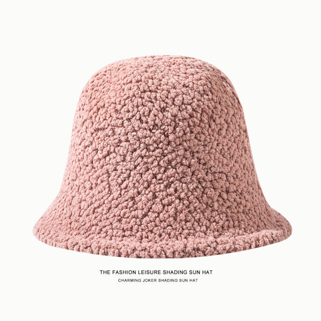 Solid color warm bucket hat