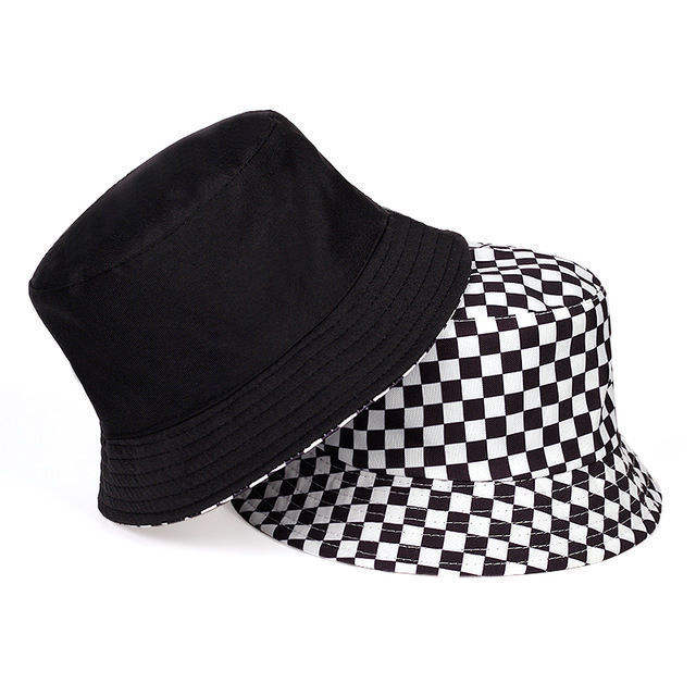 Korean fashion white and black color Embroidery letters bucket hat