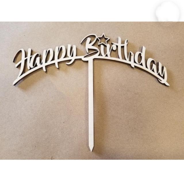 Wood happy birthday cake toppers