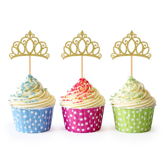 12pcs crown cup cake toppers for wedding