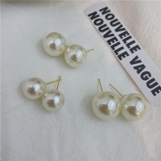 S925 silver needle big size pearl stud earrings