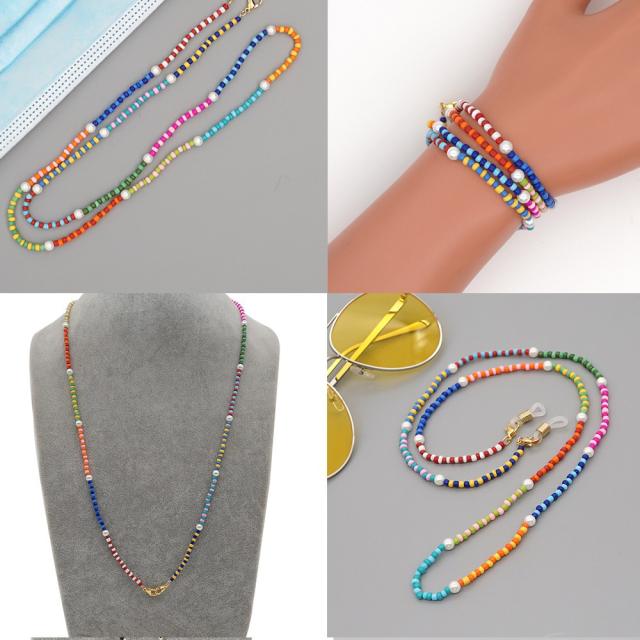 Seed beads pearl boho glasses chain