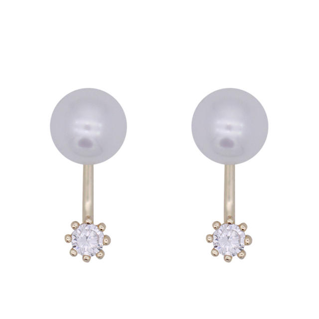 925 silver needle pearl cubic zircon jacket earrings