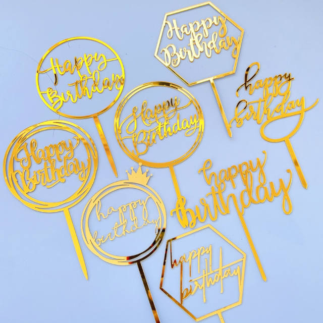 Acrylic happy birthday cake toppers