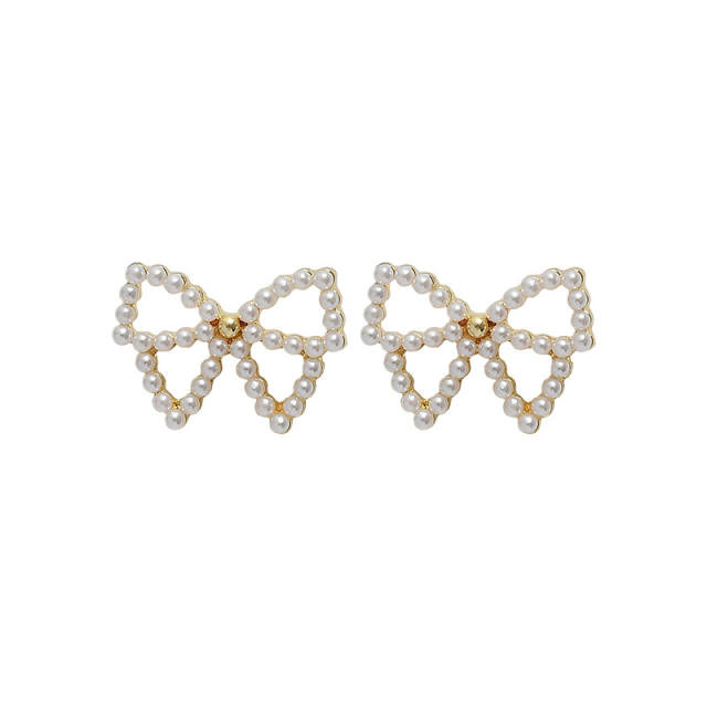 knotbow pearl stud earrings
