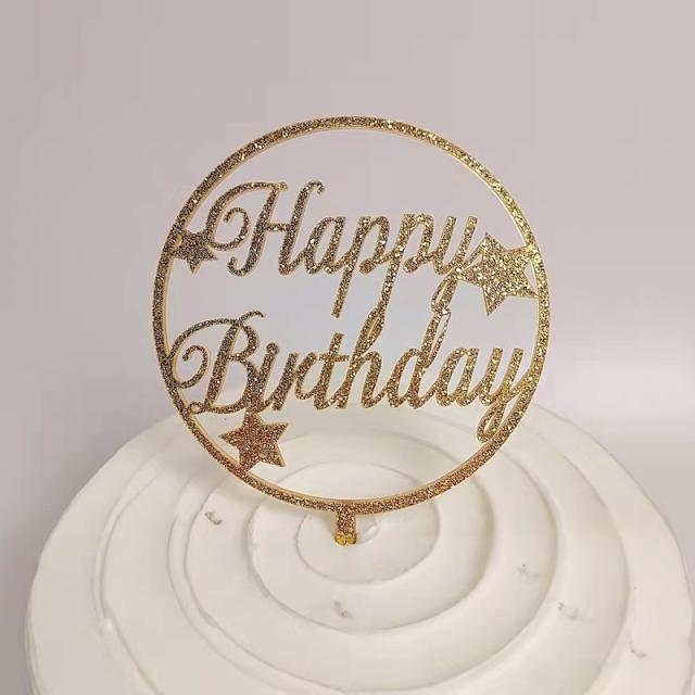 Happy birthday round shape cake toppers