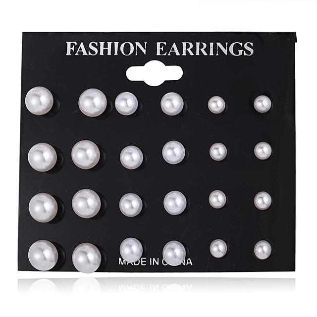 Rhinestone Pearl earings set 9 pairs