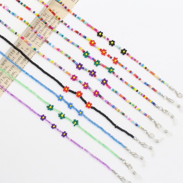 Cute seed beads flower glasses mask chain