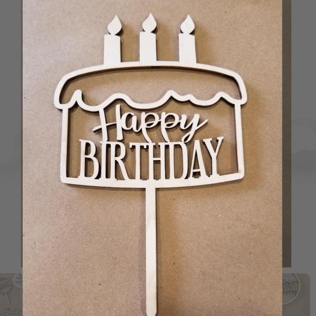 Wood happy birthday cake toppers