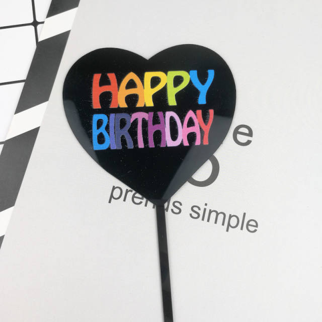 INS heart shape happy birthday cake topper