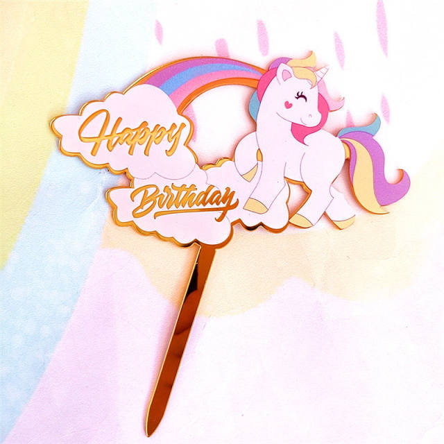 Unicorn happy birthday cake toppers