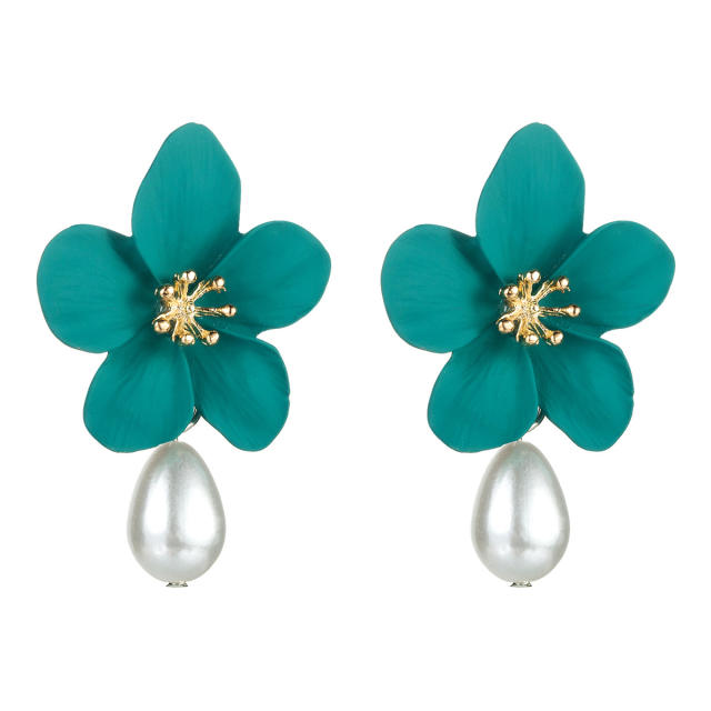 Pearl Pendant flower dangling earrings