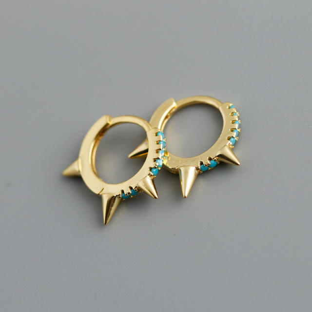 Fashion 925 silver turquoise huggie earrings